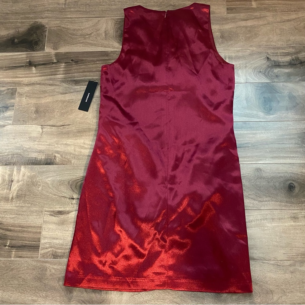 NWT Lulu’s Aubrianna Wine Red Satin Ruffled Mini Dress - Picture 10 of 12